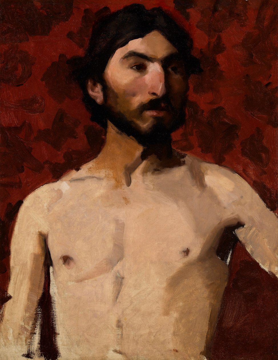 Estudio de vida - hombre con barba, 1880s de Albert de Belleroche