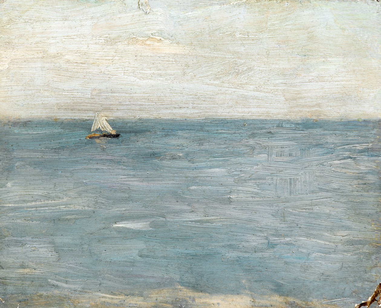 Marina con barco de vela de Albert de Belleroche