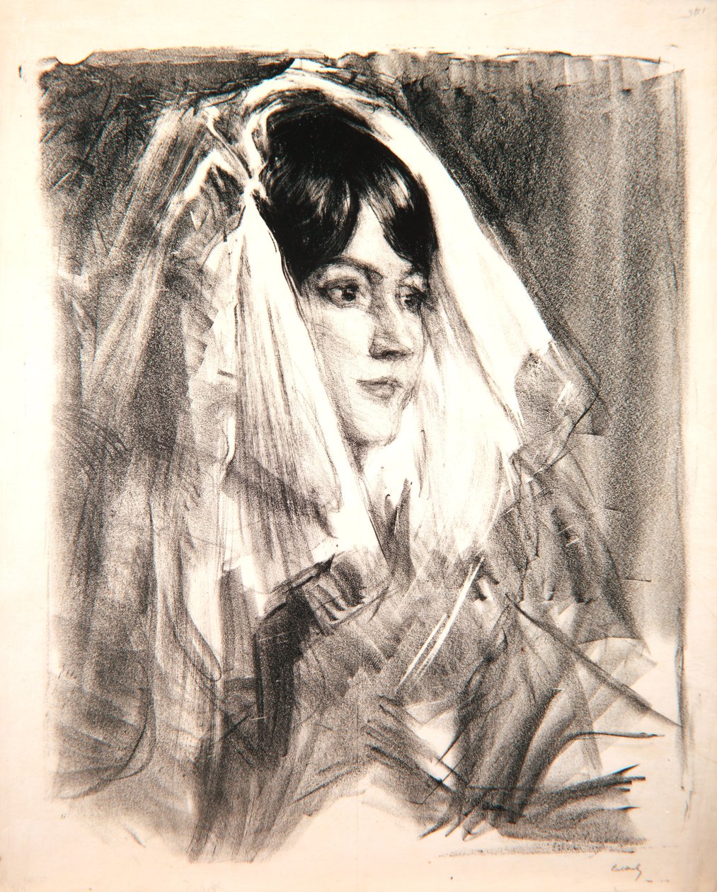La mantilla, Madame Anglada, 1905 de Albert de Belleroche