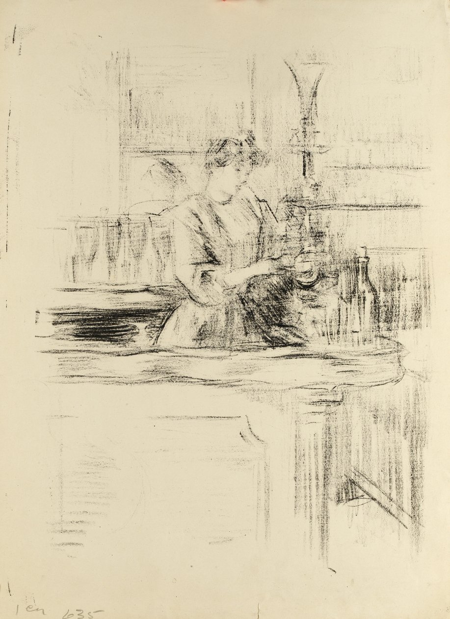 Mujer trabajando en un bar, finales de 1890 de Albert de Belleroche