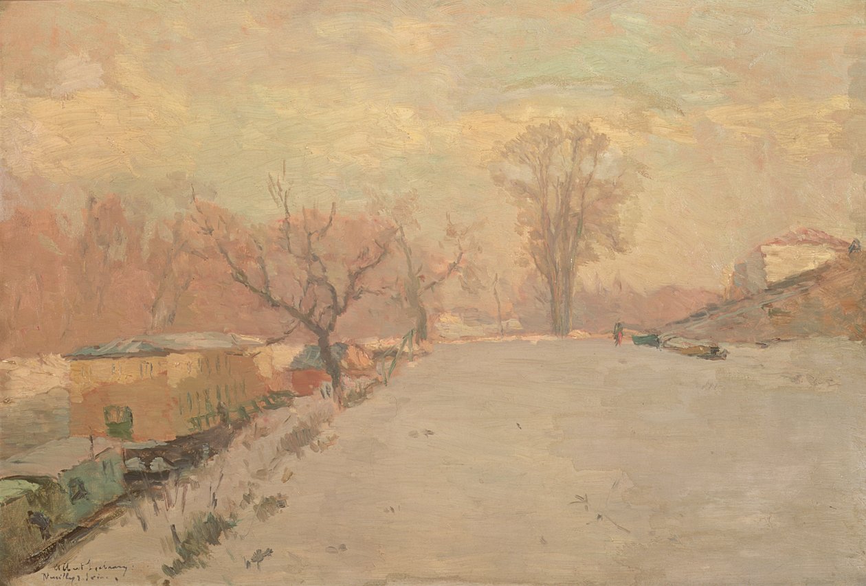 Camino junto al Sena en Neuilly en invierno, c.1888 de Albert Charles Lebourg