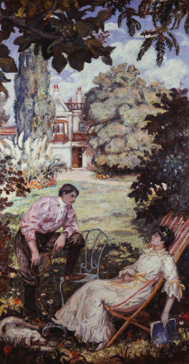 Una conversación en el jardín; La Conversation au Jardin de Albert Andre
