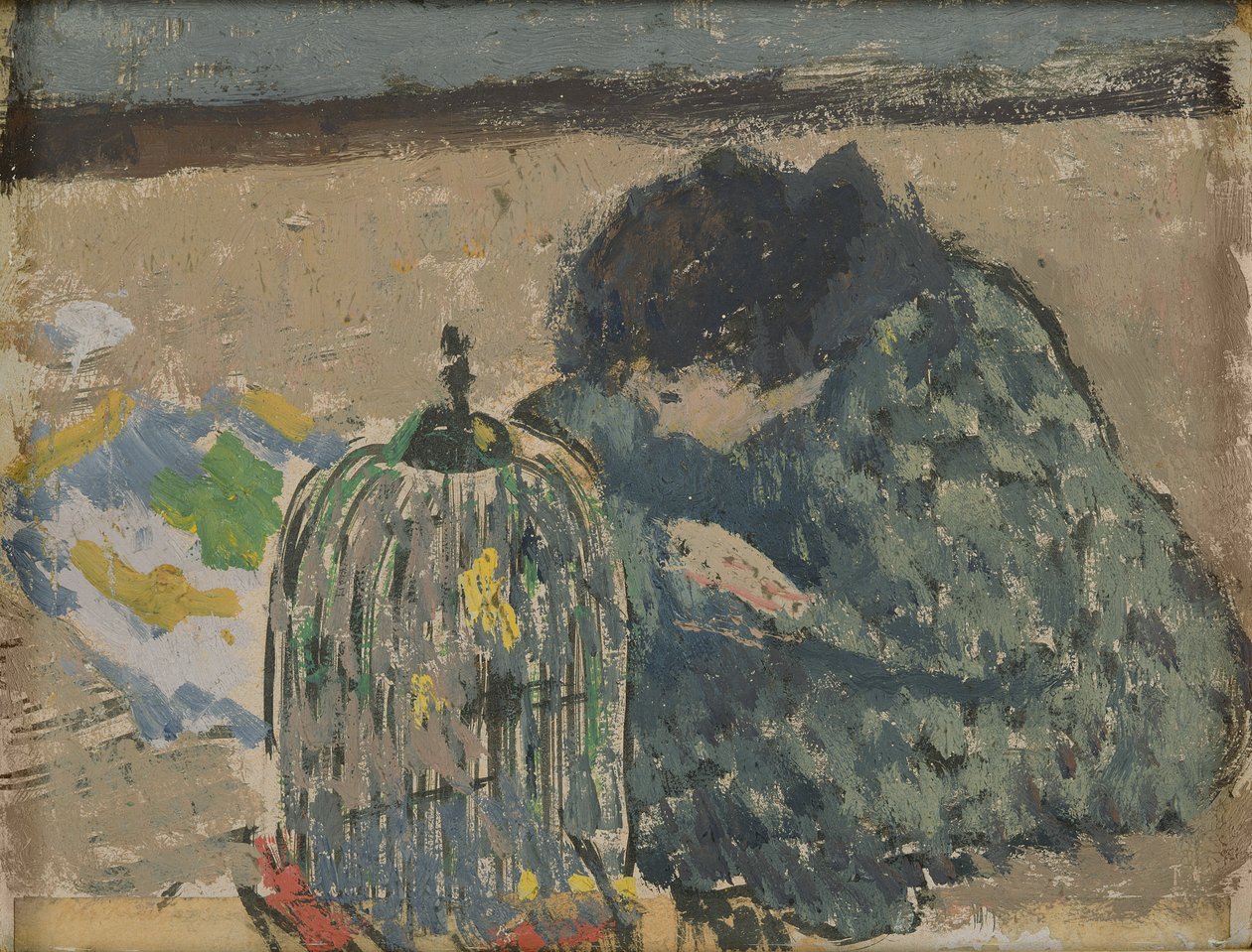 Mujer con canario, c.1892-94 (óleo sobre cartón) de Albert Andre