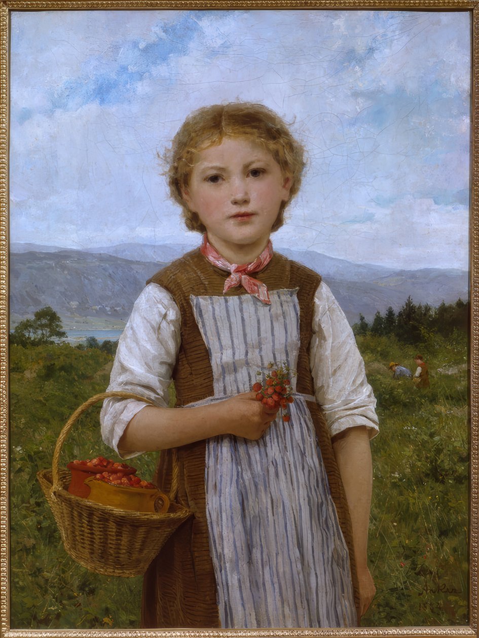 Chica con fresas de Albert Anker