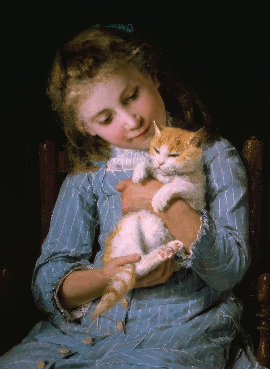 Chica con gato de Albert Anker