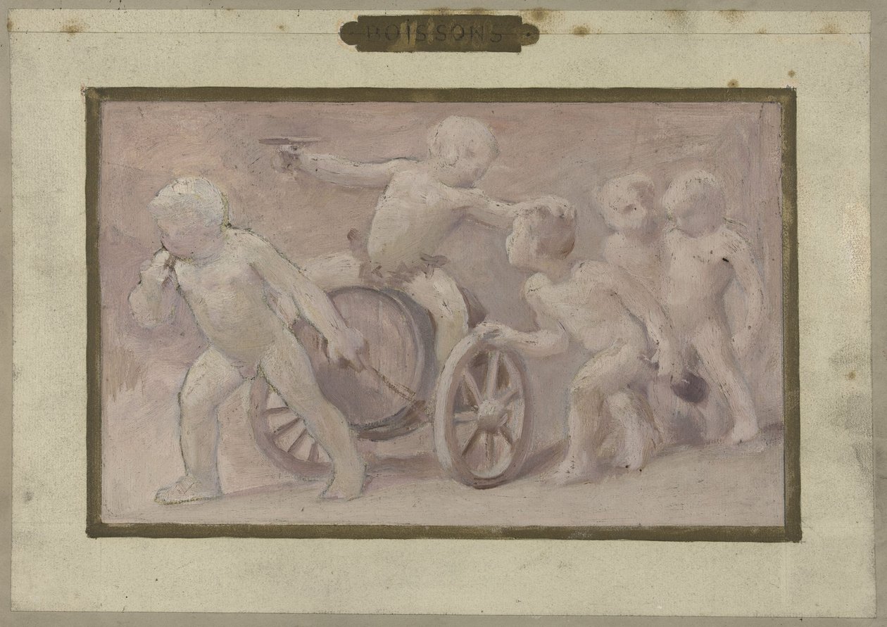 Boceto para la Salle des Fêtes del Hôtel de Ville de París: Bebidas, entre 1889 y 1895 (óleo sobre papel) de Albert Aublet