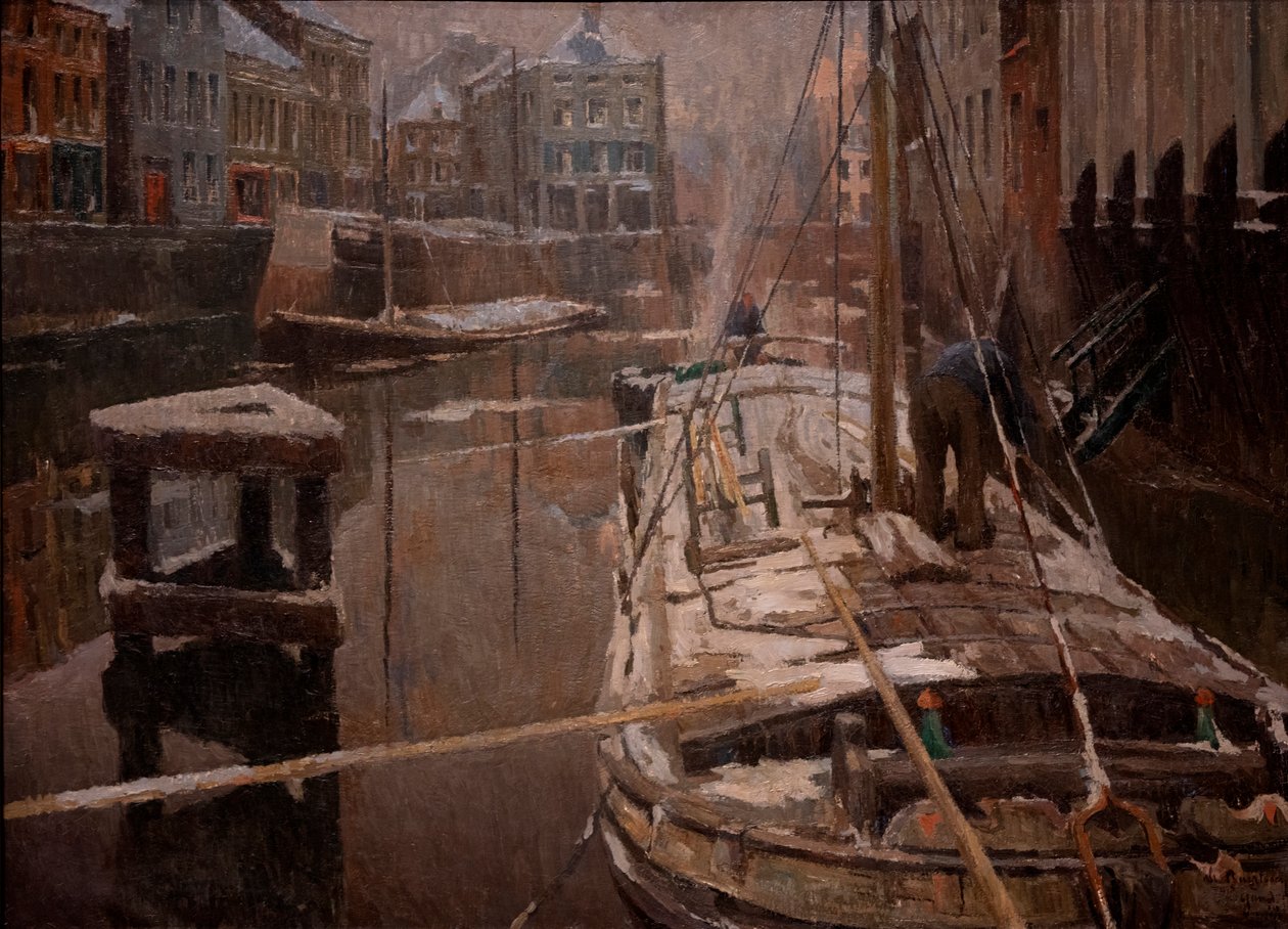 Barcazas en la nieve de Albert Baertsoen