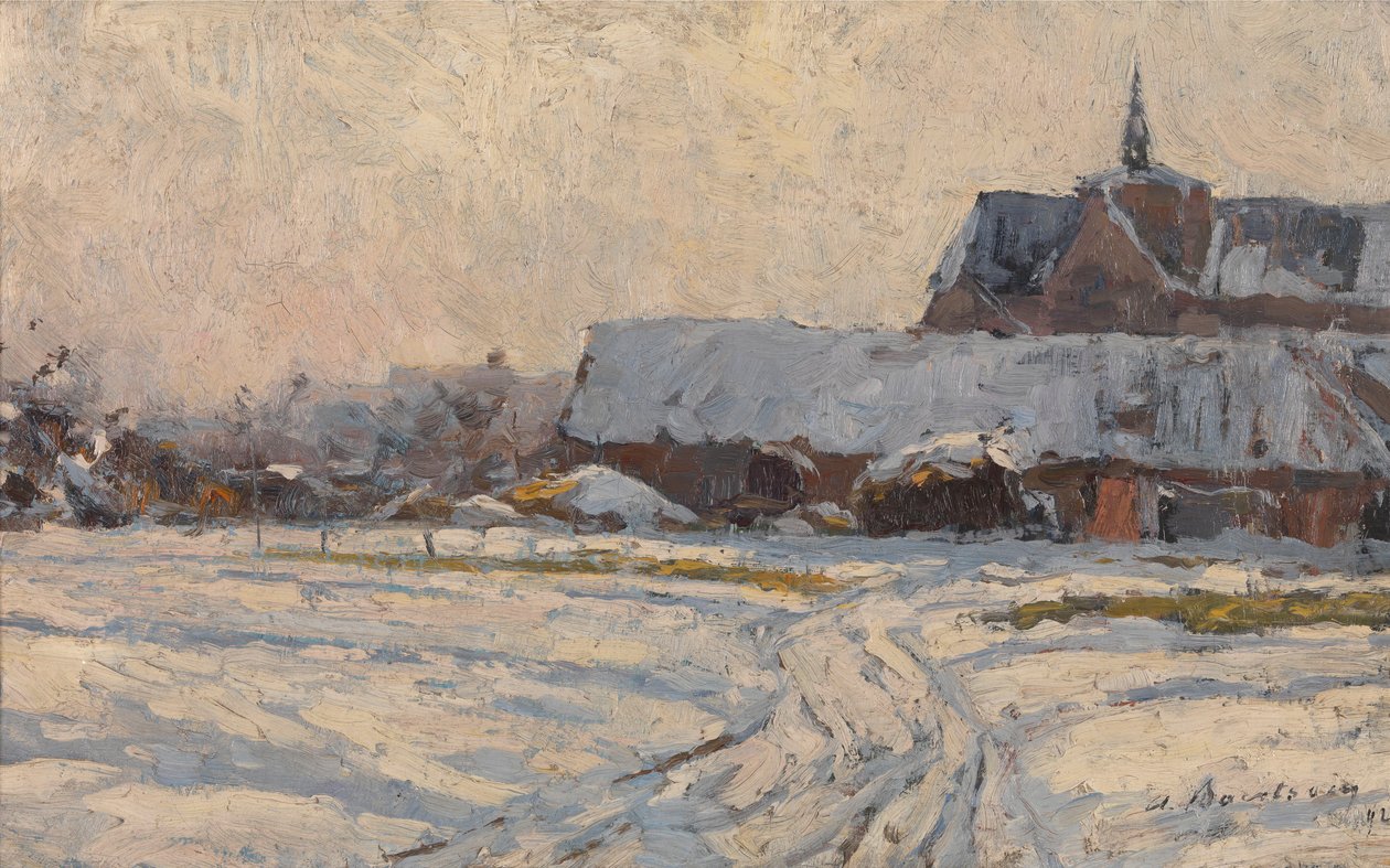 Nieve, por la tarde (Pueblo bajo la nieve) de Albert Baertsoen