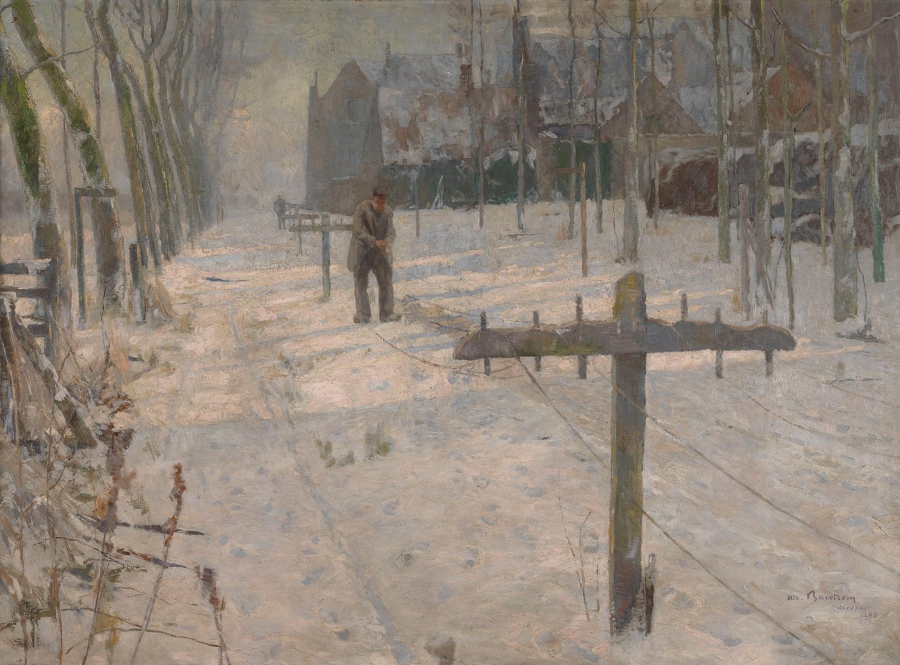 Mañana nevada en Flandes. Cordeleros en las murallas de Albert Baertsoen