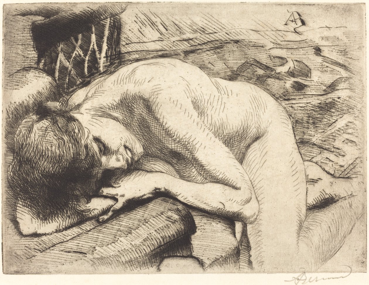 Modelo dormido en el suelo (detalle) de Albert Besnard
