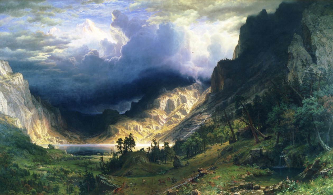 Una tormenta en las Montañas Rocosas - Mt. Rosalie de Albert Bierstadt