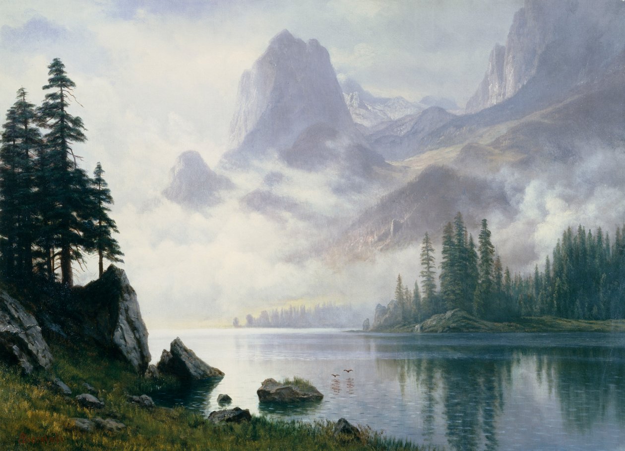 Montaña fuera de la niebla de Albert Bierstadt
