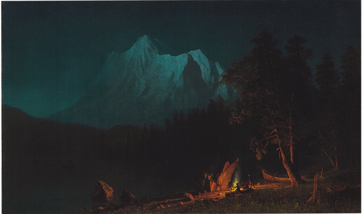 Paisaje montañoso a la luz de la luna de Albert Bierstadt