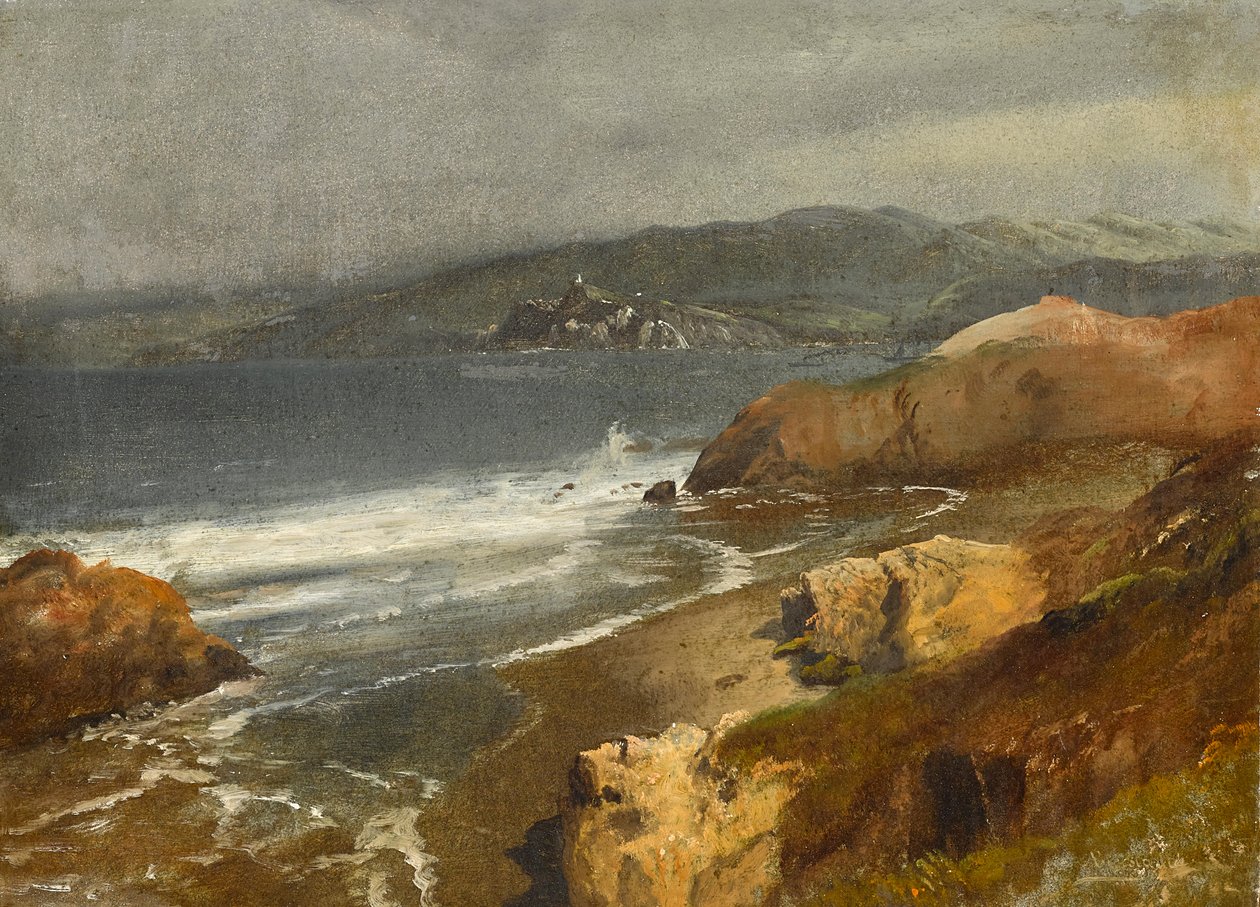 Costa del Pacífico, Cal. o Vista hacia el faro de Point Bonita de Albert Bierstadt