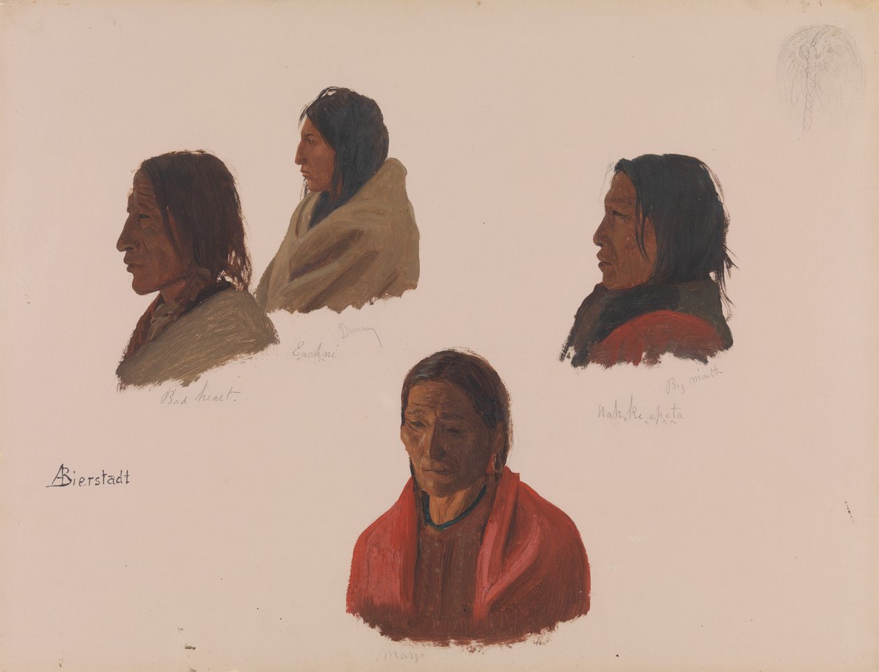 Estudios de jefes indios realizados en Fort Laramie, ca. 1859 de Albert Bierstadt