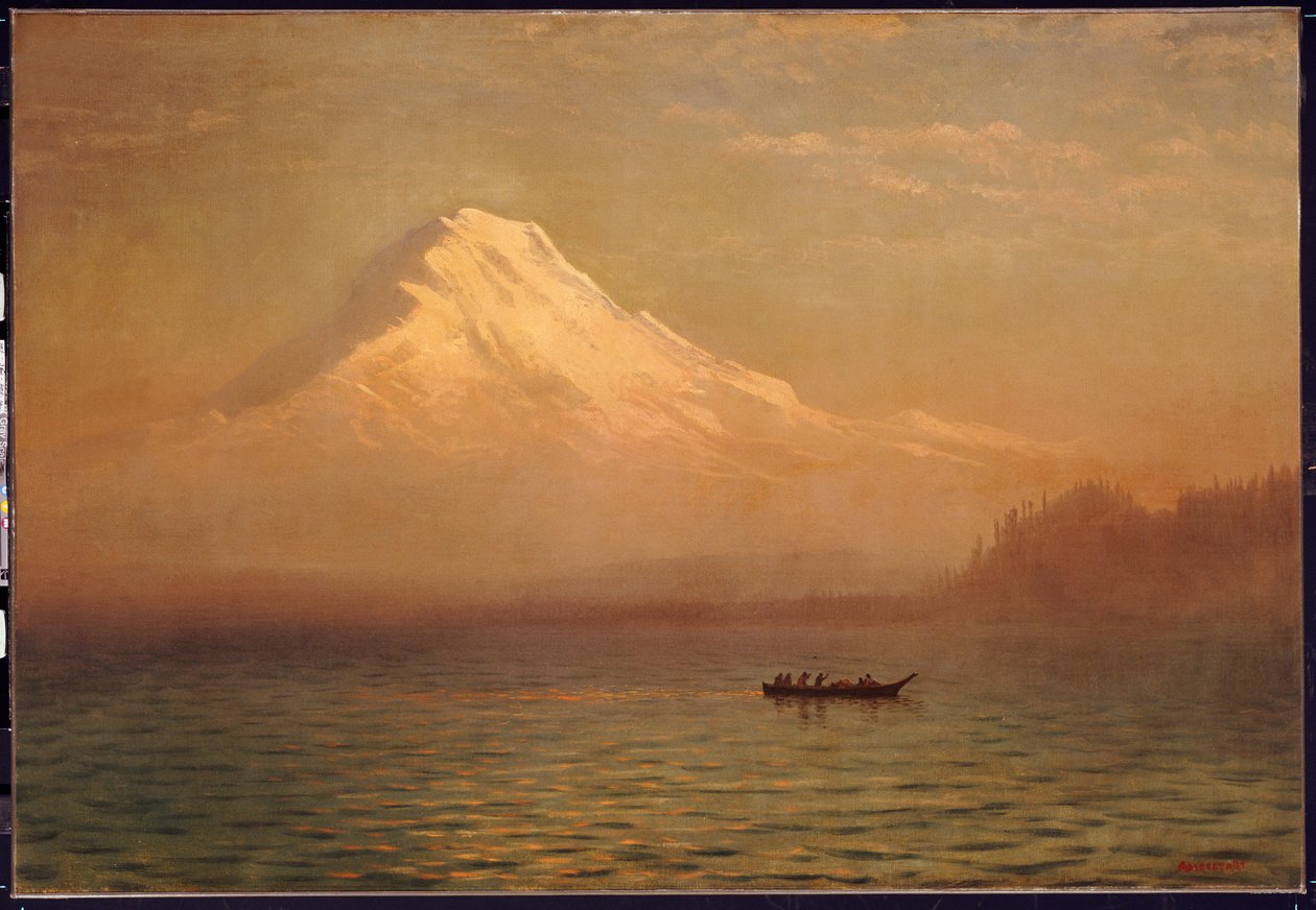 Amanecer en el Monte Tacoma de Albert Bierstadt