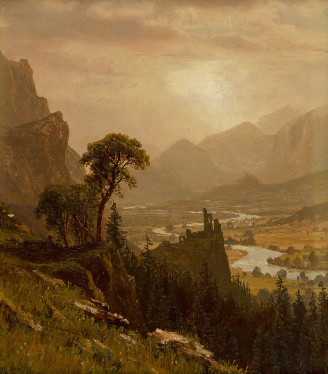 Puesta de sol en la montaña de Albert Bierstadt