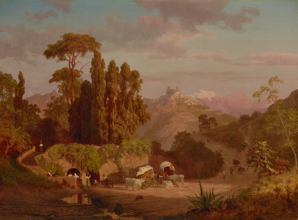 Vista de Subiaco, Italia 1859 (Óleo sobre lienzo) de Albert Bierstadt