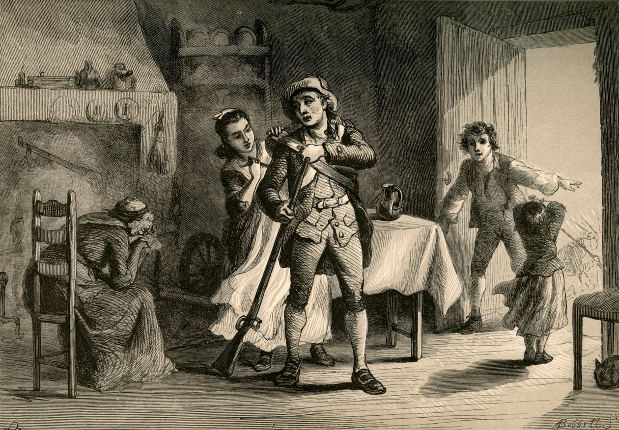 Un minuteman preparándose para la guerra, 1877 de Albert Bobbett