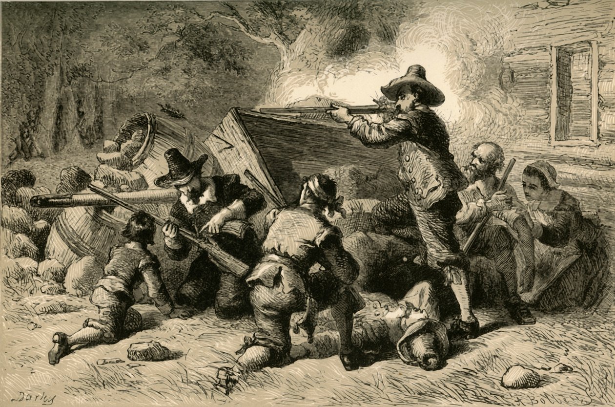 Virginianos defendiéndose contra los indios de Albert Bobbett