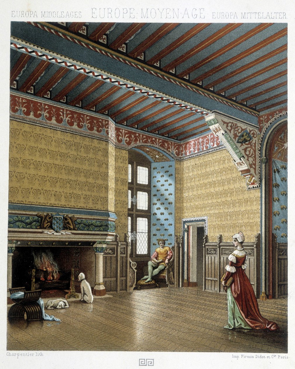 Interior de una residencia señorial en la Edad Media - en 