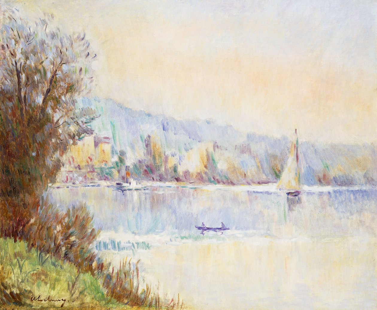 Barcos en el Sena de Albert Charles Lebourg