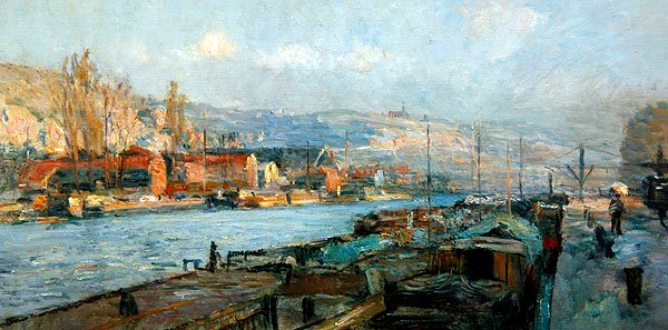 La Ile Lacroix y la Cote Sainte-Catherine, Rouen, por la tarde de Albert Charles Lebourg