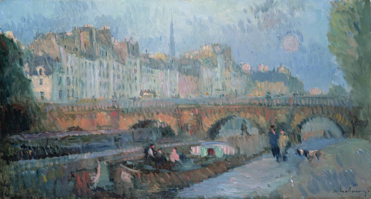 El Pont Neuf y el Quai de la Monnaie, París de Albert Charles Lebourg