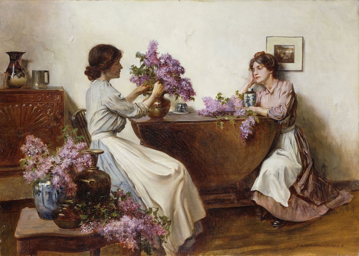 Arreglando las lilas, 1906 de Albert Chevallier Tayler