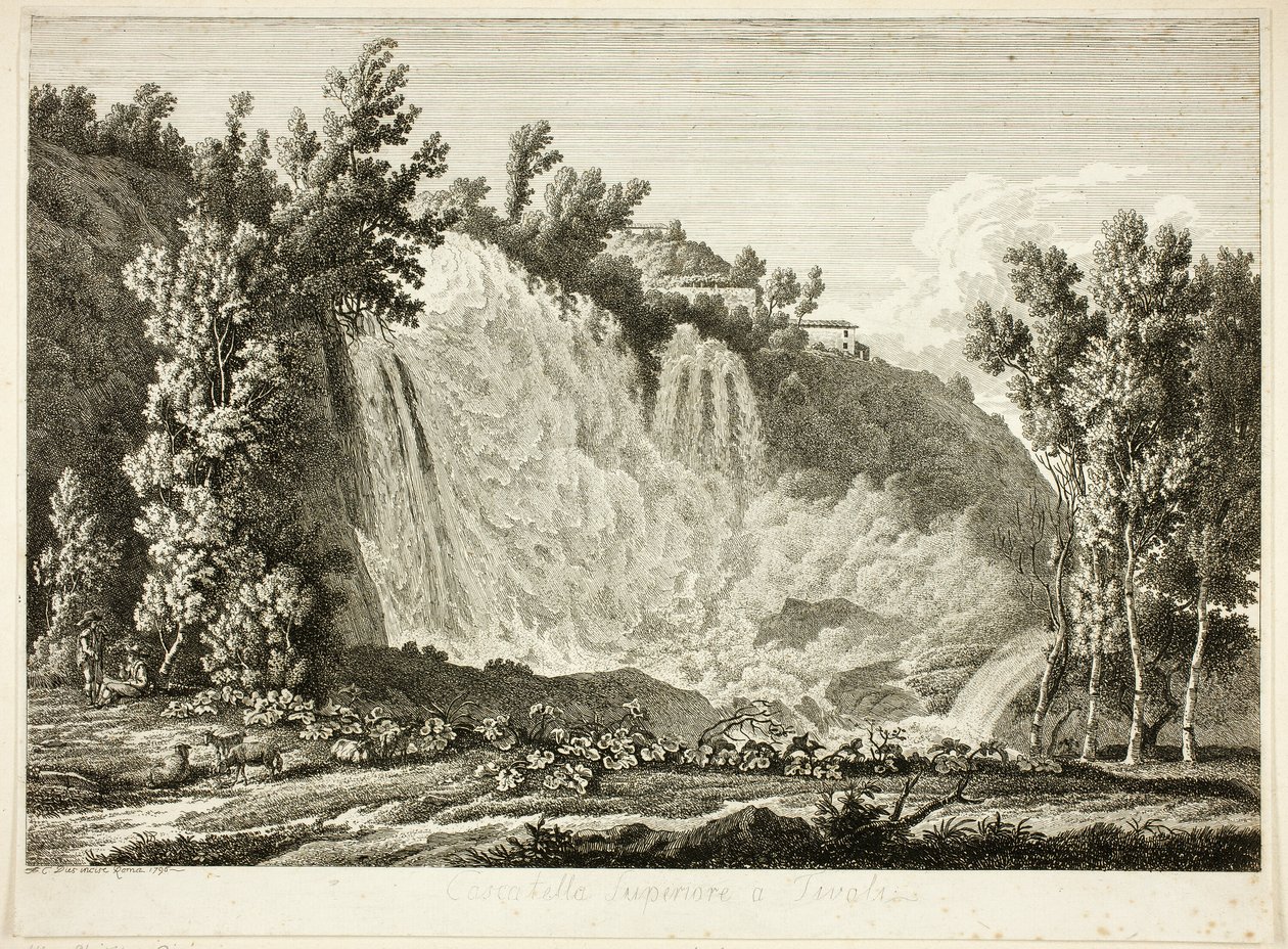 Cascada sobre Tivoli, de Malerisch radirte Prospecte aus Italien de Albert Christoph Dies