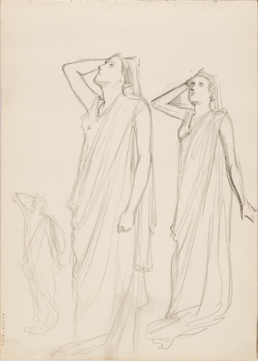 Aino Ackté como Alcestis, tres bocetos de Albert Edelfelt