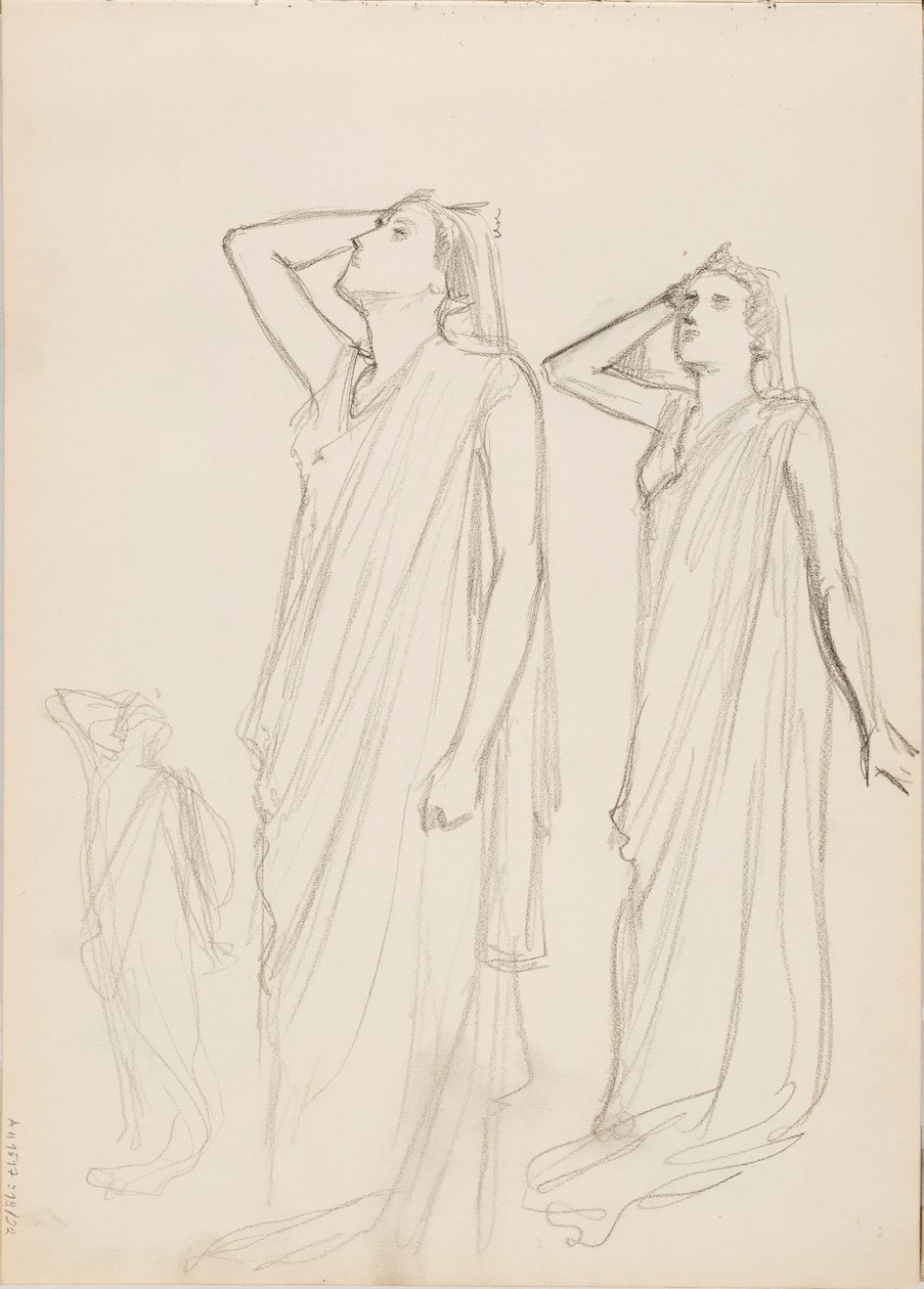 Aino Ackté como Alcestis, tres bocetos de Albert Edelfelt