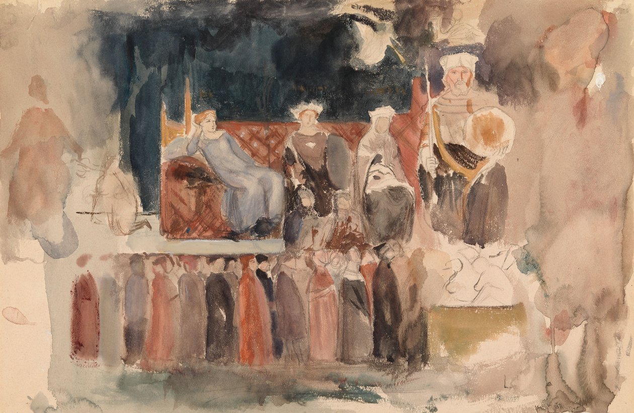 Alegoría del Buen Gobierno, boceto del fresco de Ambrogio Lorenzetti en el Palazzo Pubblico, Siena de Albert Edelfelt