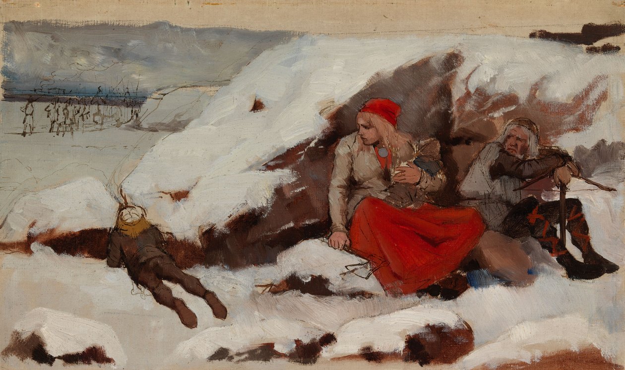 Pueblo incendiado, estudio de Albert Edelfelt