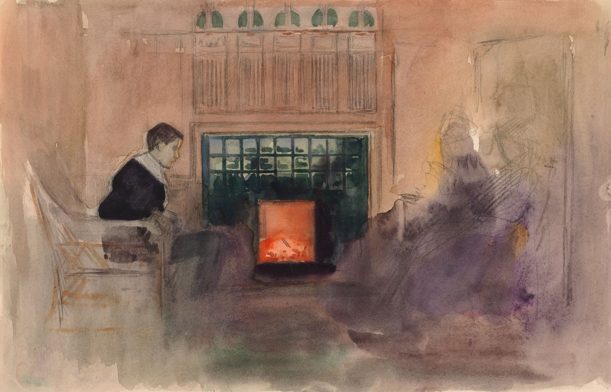 Erik Edelfelt, «Sentado junto al fuego en la villa de Kilo» de Albert Edelfelt