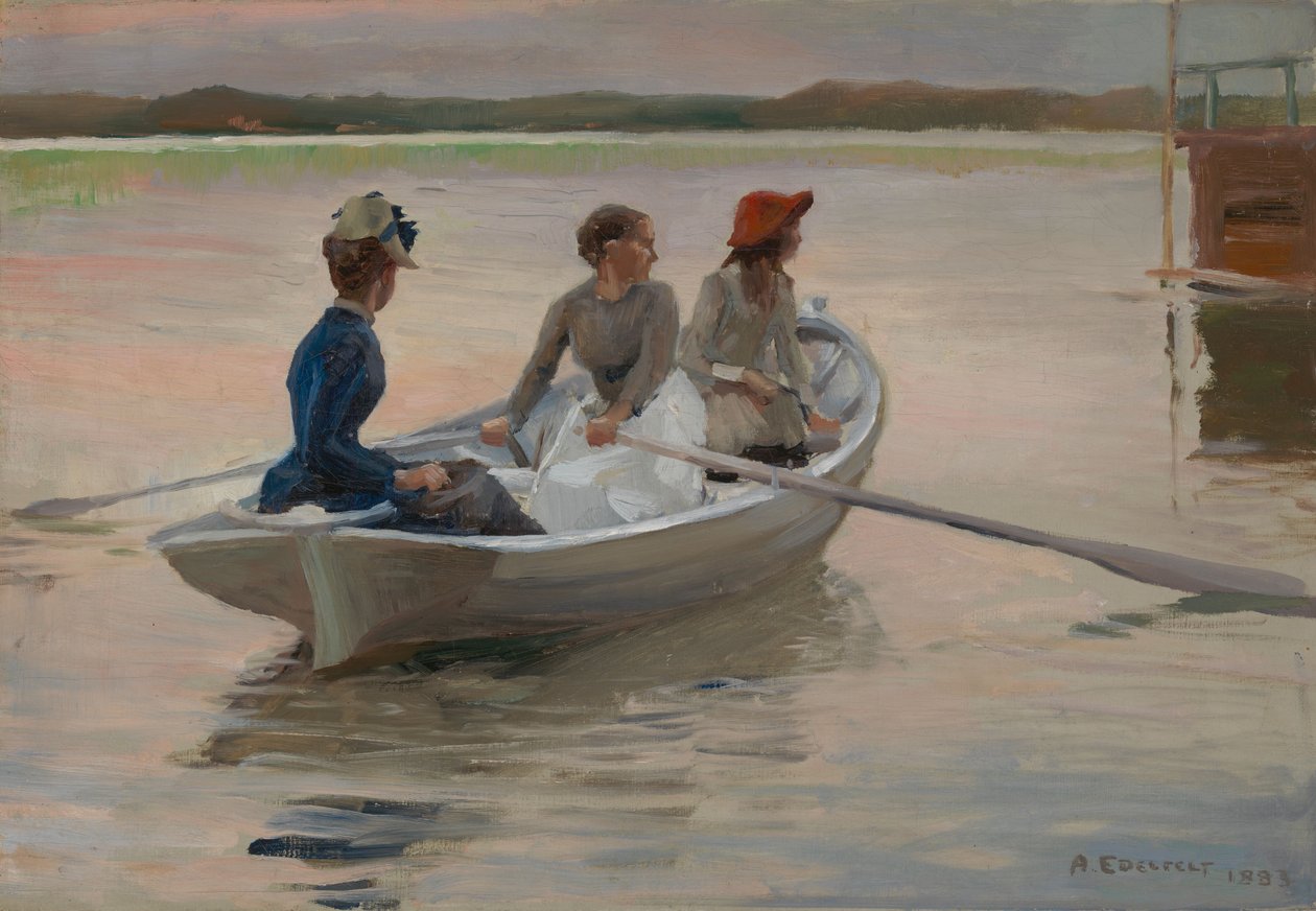Chicas en una barca de remos (Verano en el archipiélago) de Albert Edelfelt