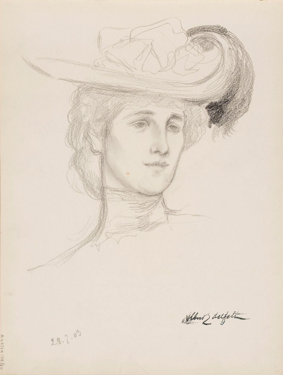 Mujer con sombrero (¿Mme Flore Deschamps) de Albert Edelfelt
