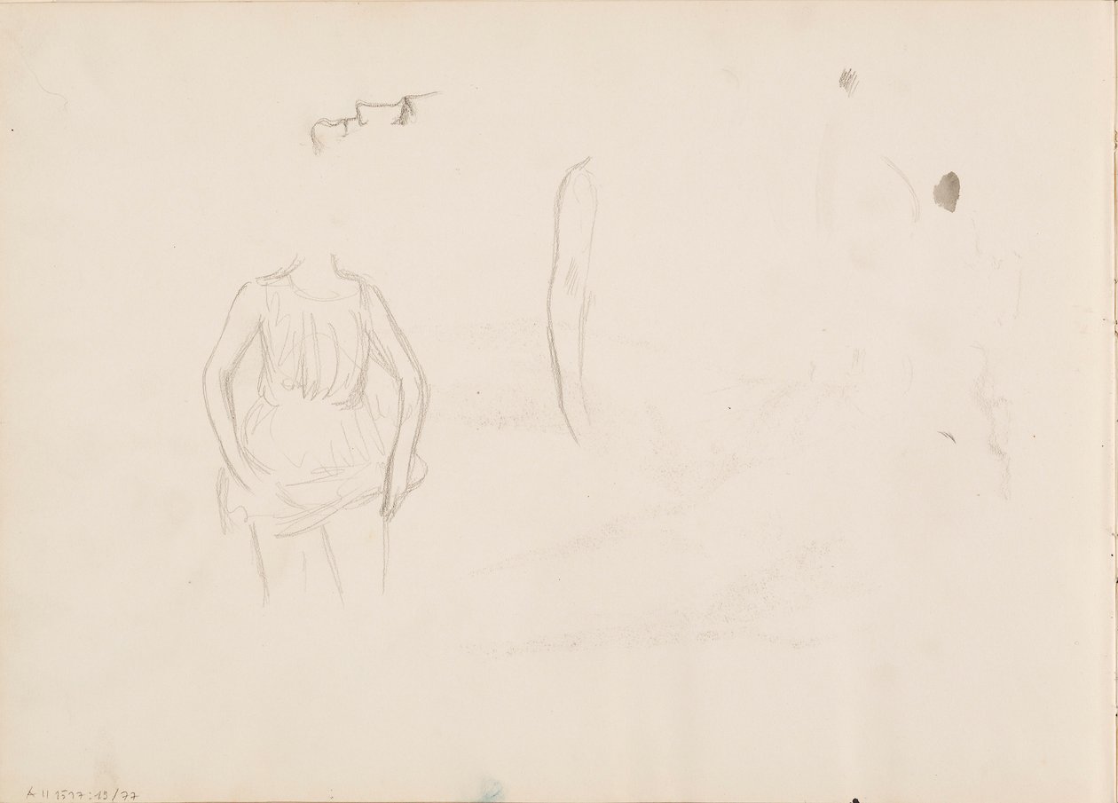 Mujer levantándose la falda, cara, brazo de Albert Edelfelt