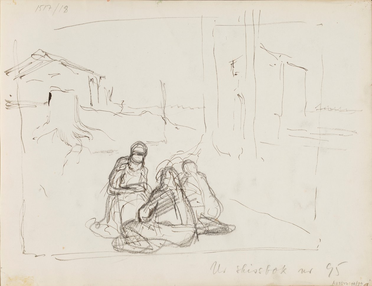 Esbozos de personajes en el paisaje de Albert Edelfelt
