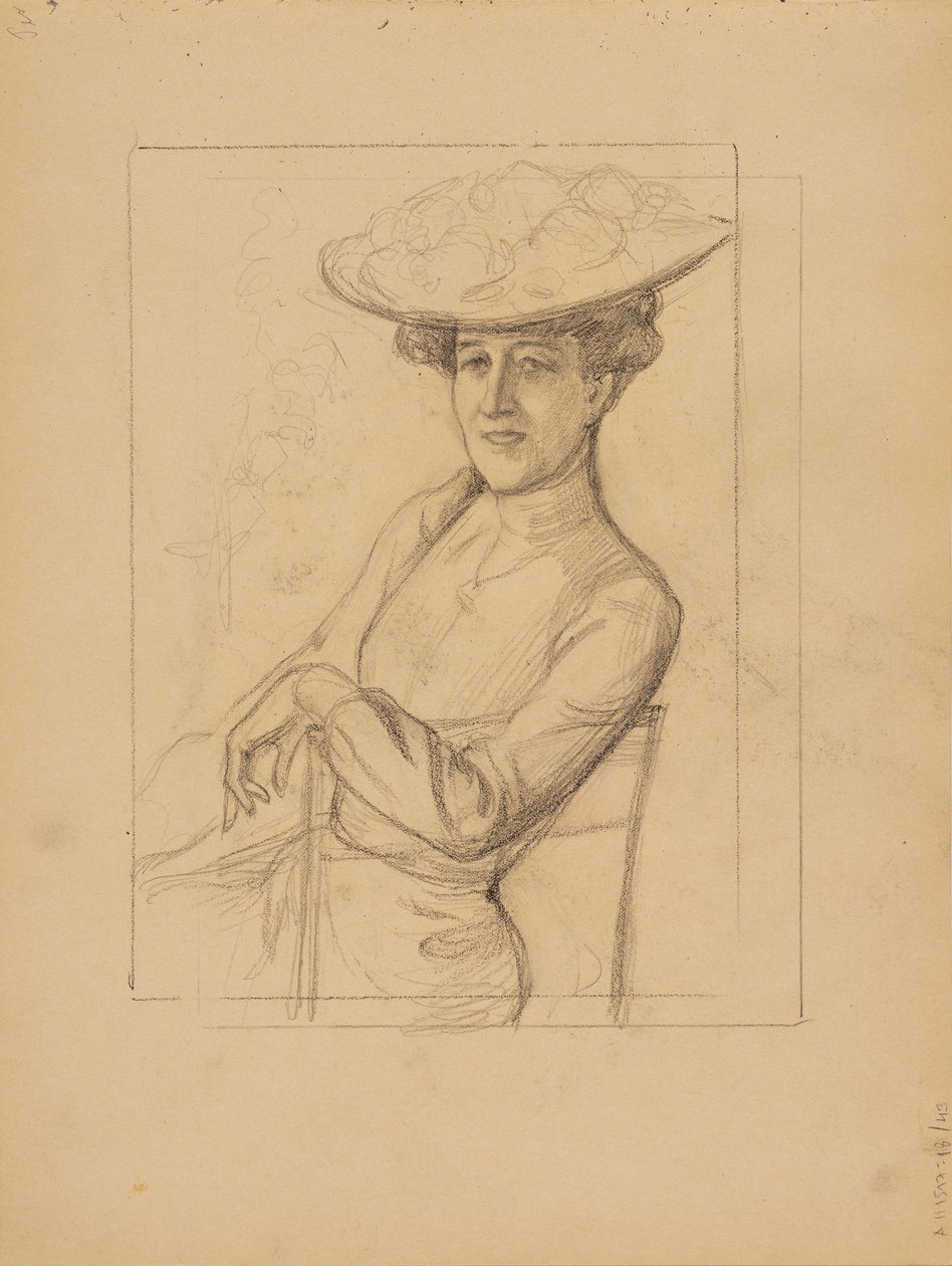 Mujer sentada con sombrero de Albert Edelfelt