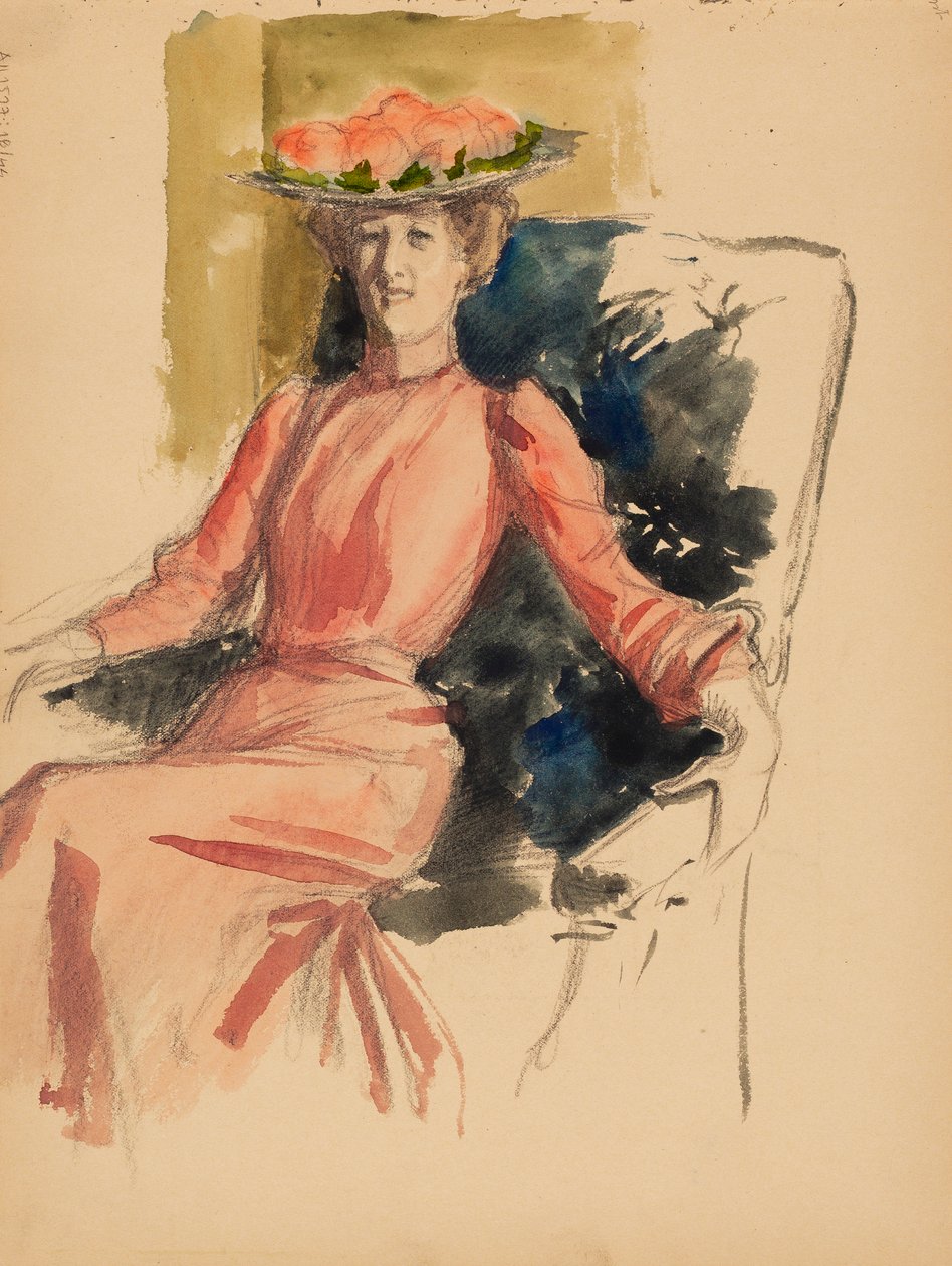 Mujer sentada con sombrero de Albert Edelfelt