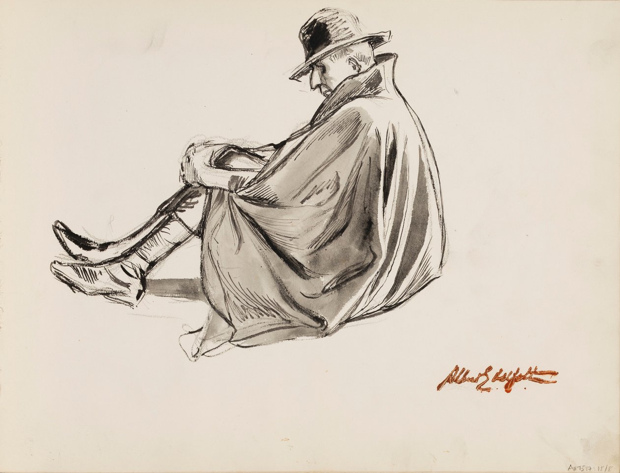 Hombre sentado con capa de Albert Edelfelt