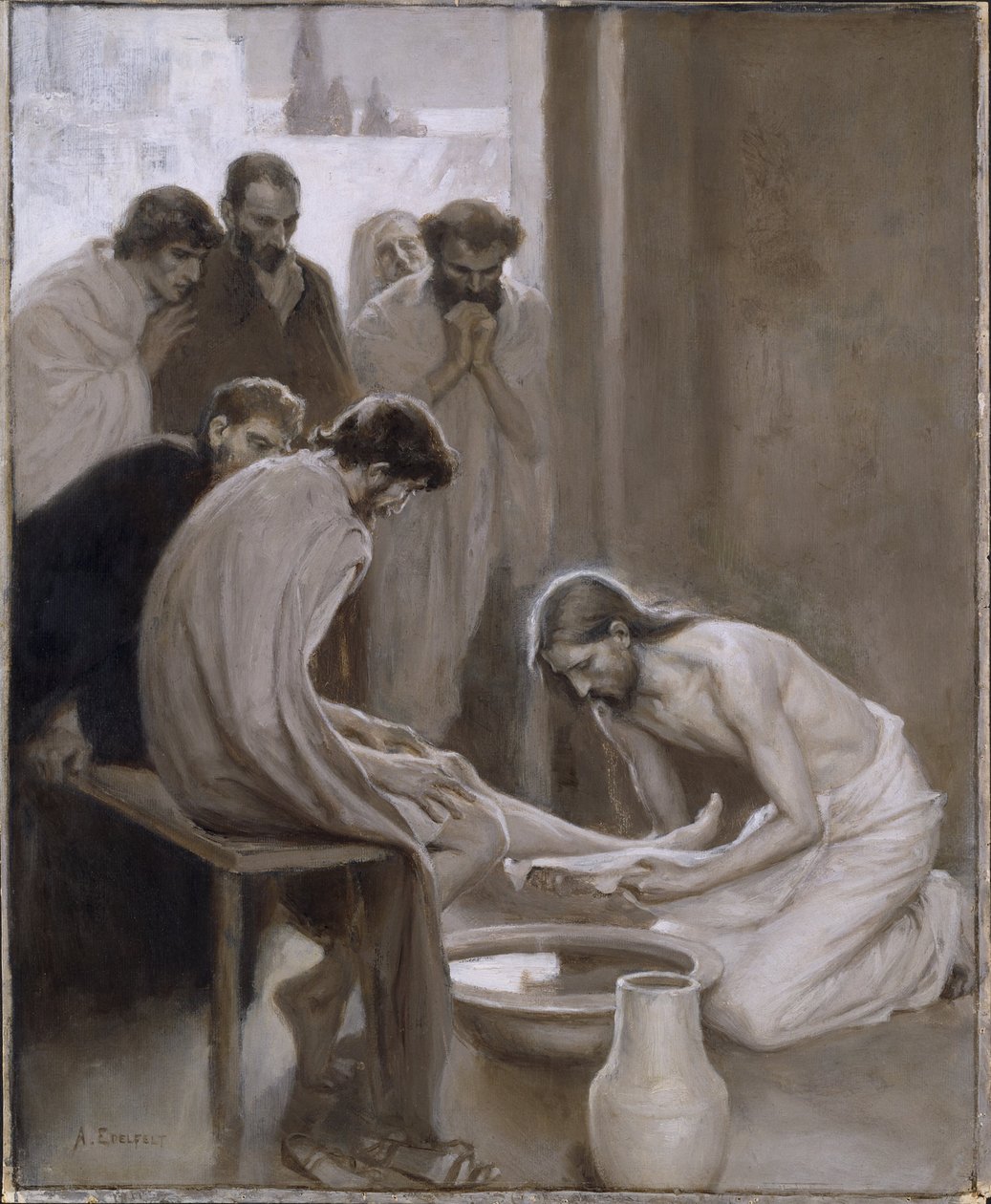 Jesús lava los pies de sus discípulos de Albert Edelfelt
