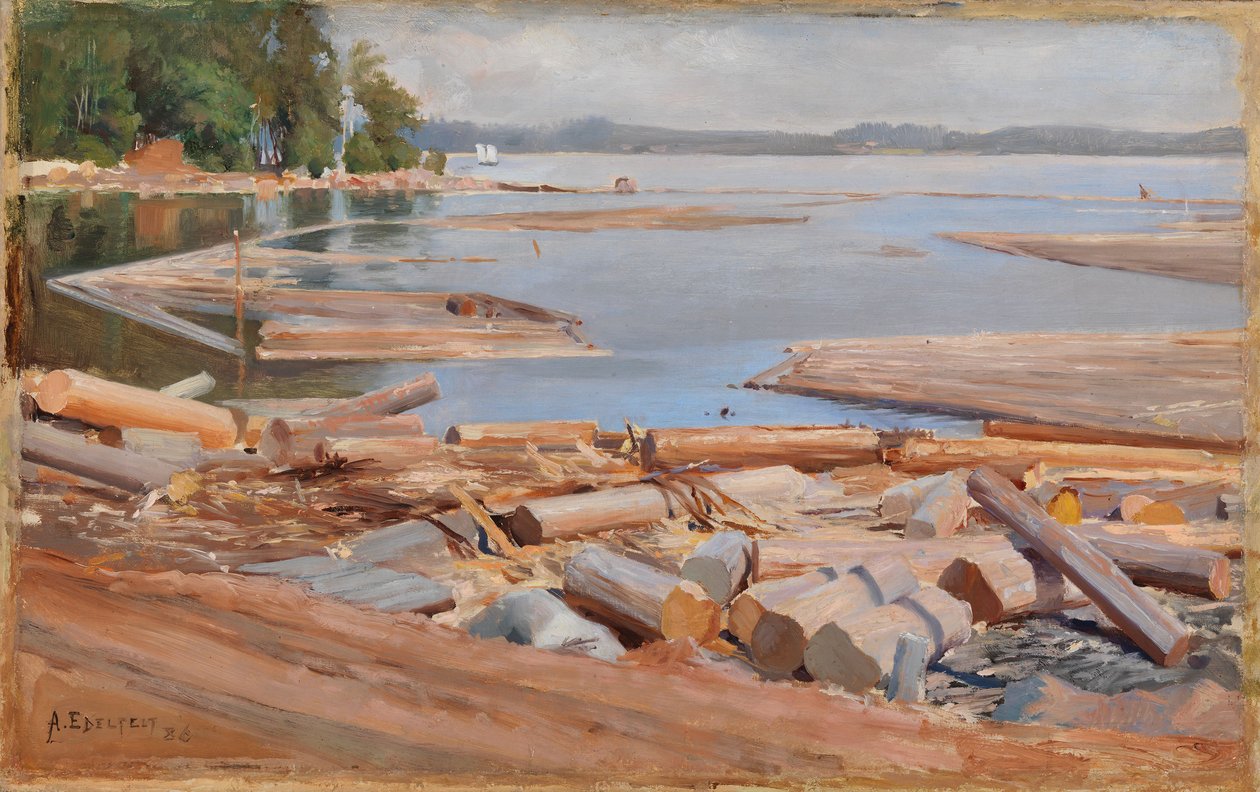 Balsa de troncos de Albert Edelfelt