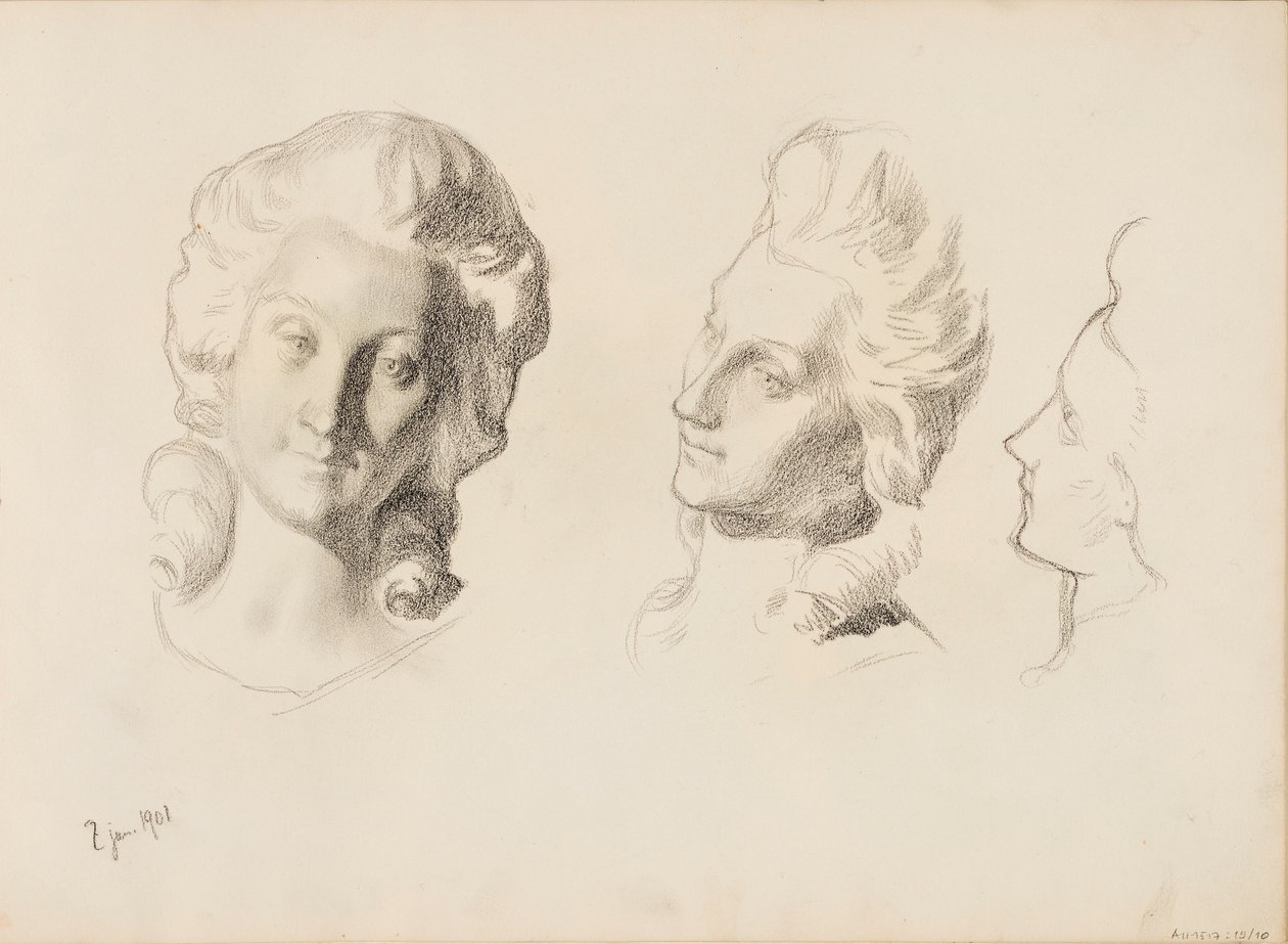 Máscaras, boceto / 1700 (Rokokoo), boceto de Albert Edelfelt