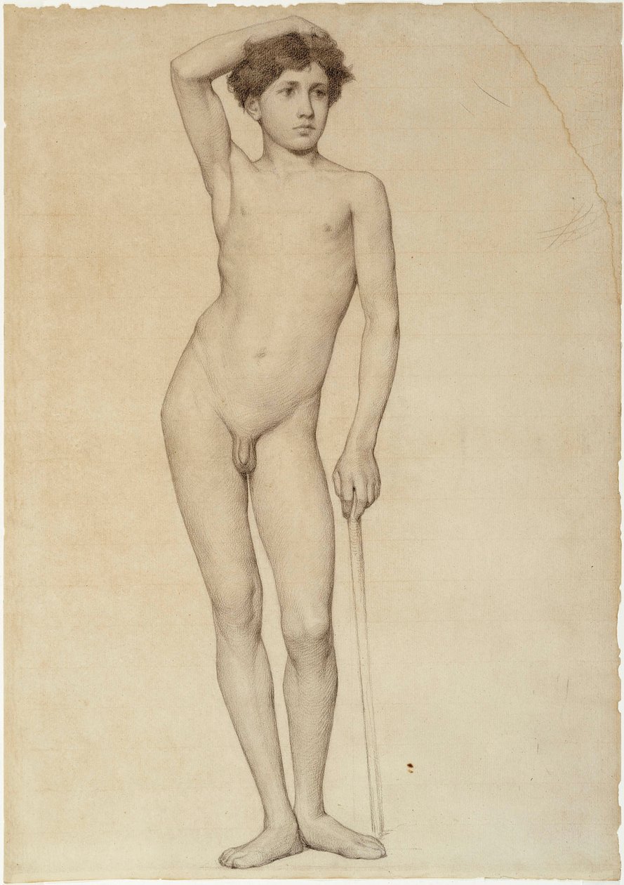 Modelo masculino desnudo, estudio académico de Albert Edelfelt
