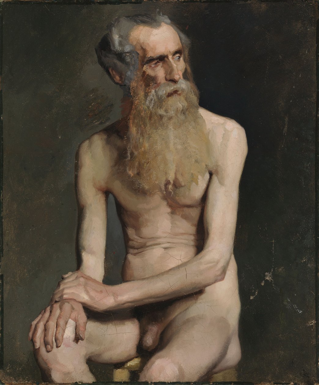 Anciano sentado, estudio de la Academia de Albert Edelfelt