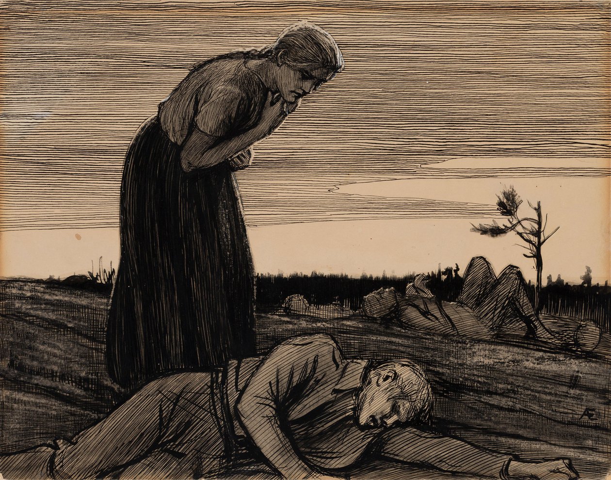 «En el campo de batalla», del poema «La chica de la cabaña» de Albert Edelfelt