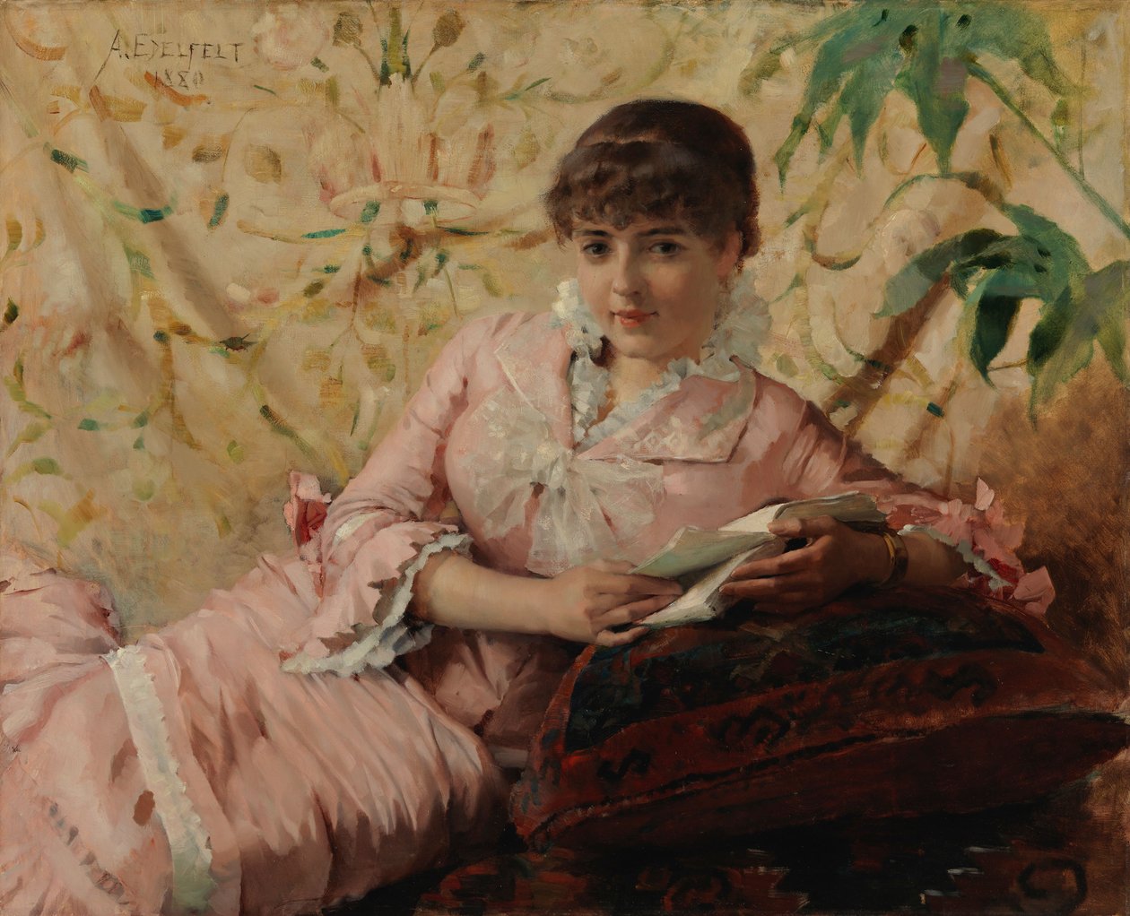 Parisina leyendo de Albert Edelfelt