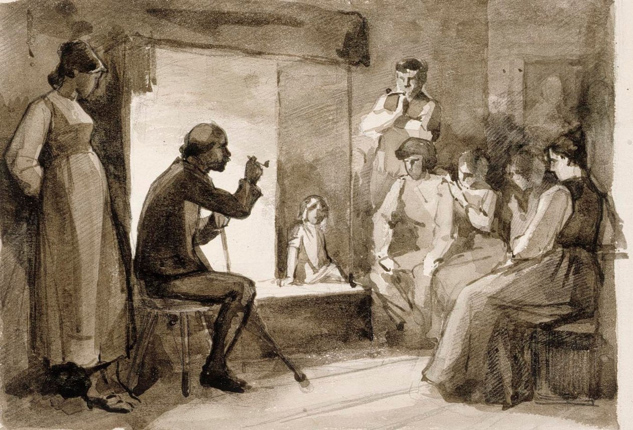 «Pistol’s Tales», Estudio de composición II. Ilustraciones para «Julqvällen» (Nochebuena), de J. L. Runeberg de Albert Edelfelt